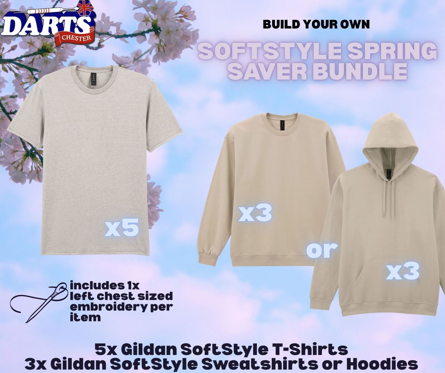Gildan softstyle spring saver embroidery bundle